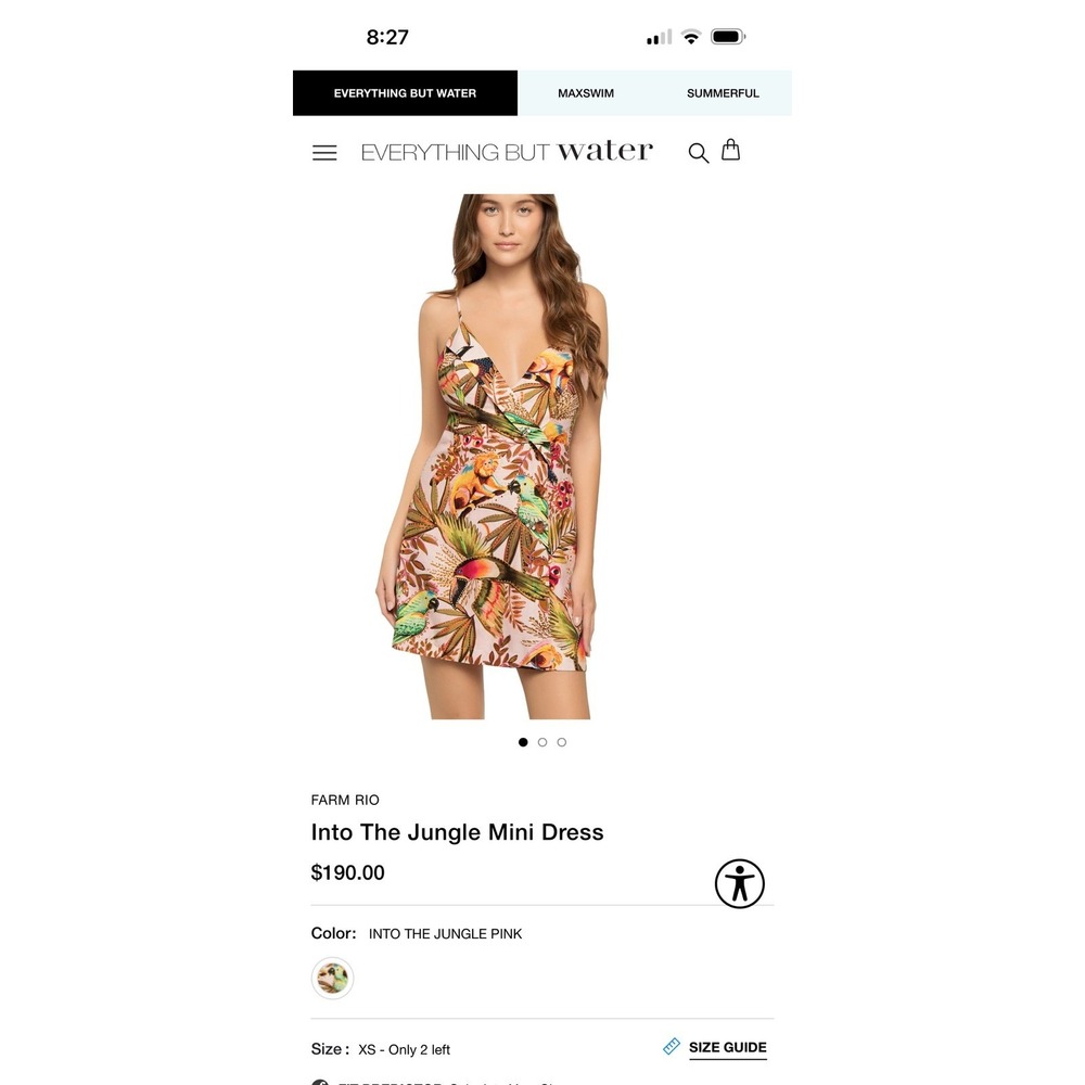 New FARM Rio Into The Jungle Mini Dress Pink Tropical Print Spaghetti Strap,Sml - Picture 7 of 16